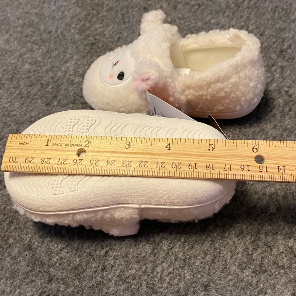 Wonder Nation Baby Slipper Lamb Size 6 White Slip On Fuzzy Soft New‎